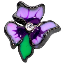 Load image into Gallery viewer, 16G 1/4 Clear Gem Black Iris Flower Cartilage Tragus Earring