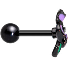 Load image into Gallery viewer, 16G 1/4 Clear Gem Black Iris Flower Cartilage Tragus Earring