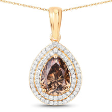 Load image into Gallery viewer, IGI Certified 2.01 Carat Genuine Brown Diamond Center and 0.29cttw White Diamond 18K Yellow Gold Pendant (2.30cttw)