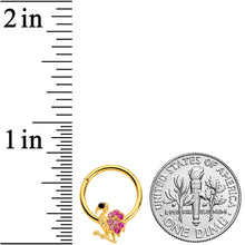 Load image into Gallery viewer, 16G 3/8 Pink Gem Gold Tone Fashion Flamingo Hinged Segment Ring