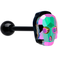 Load image into Gallery viewer, Aurora Gem Black Sugar Skull Barbell Tongue Ring