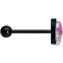 Load image into Gallery viewer, Aurora Gem Black Sugar Skull Barbell Tongue Ring