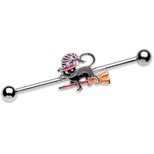 将图片加载到图库查看器,14G Black Cat Witch Halloween Industrial Barbell 38mm