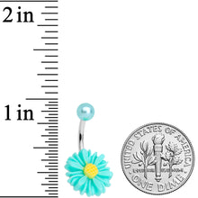 Load image into Gallery viewer, Aqua Gem Daisy Pearlescent Belly Ring Set of 3