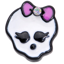 Load image into Gallery viewer, 16G 5/16 Aurora Gem Black Kawaii Skull Labret Monroe Tragus