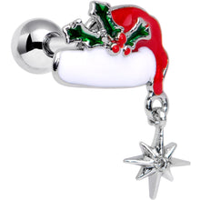 Load image into Gallery viewer, 16G 1/4 Clear Gem Jolly Santa Hat Christmas Cartilage Tragus