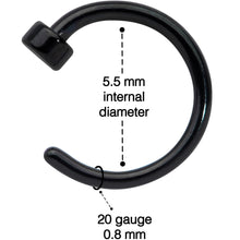 Load image into Gallery viewer, 20G 1/4 Black Simple Disc Nose Hoop