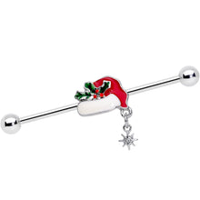 Load image into Gallery viewer, 14G Clear Gem Jolly Santa Hat Christmas Industrial Barbell 38mm