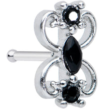 Load image into Gallery viewer, 20G 1/4 Black Gem Art Deco Swirls Nose Bone