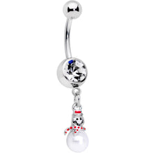将图片加载到图库查看器,Clear Gem Pearlescent Snowman Christmas Dangle Belly Ring
