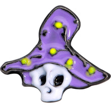 Load image into Gallery viewer, 16G 1/4 Black Skull Purple Witch Hat Halloween Cartilage Tragus