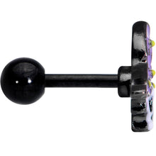 Load image into Gallery viewer, 16G 1/4 Black Skull Purple Witch Hat Halloween Cartilage Tragus