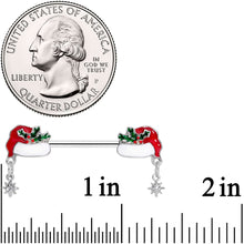 Load image into Gallery viewer, 14G 9/16 Clear Gem Jolly Santa Hat Christmas Nipple Ring Set