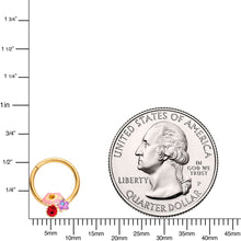 将图片加载到图库查看器,16G 3/8 Red Blue Gem Gold Tone Multi Flower Hinged Segment Ring