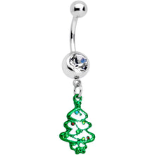Load image into Gallery viewer, Clear Gem Gold Tone Tree Stocking Christmas Dangle Belly Ring Set of 3