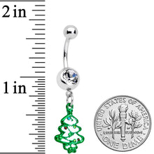 Load image into Gallery viewer, Clear Gem Gold Tone Tree Stocking Christmas Dangle Belly Ring Set of 3
