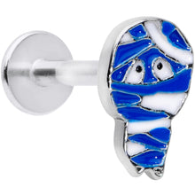 Load image into Gallery viewer, 16G 5/16 Blue White Mummy Halloween Labret Monroe Tragus