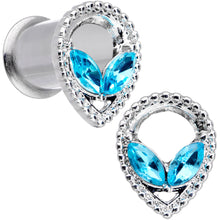 将图片加载到图库查看器,Aqua Gem Alien Double Flare Tunnel Plug Set