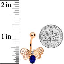 Load image into Gallery viewer, Clear Blue Gem Rose Gold Tone Beautiful Bee Belly Ring