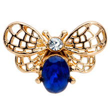 Load image into Gallery viewer, 16G 1/4 Blue Gem Gold Tone Beautiful Bee Cartilage Tragus Earring