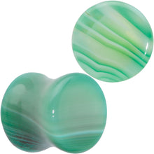 将图片加载到图库查看器,Natural Green Line Agate Stone Saddle Plug Set