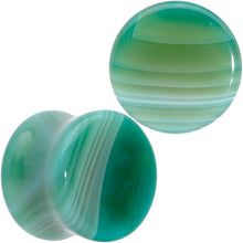 将图片加载到图库查看器,Natural Green Line Agate Stone Saddle Plug Set