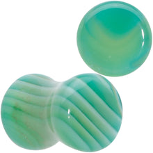 将图片加载到图库查看器,Natural Green Line Agate Stone Saddle Plug Set