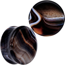 将图片加载到图库查看器,Natural Black Line Agate Stone Saddle Plug Set