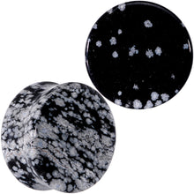 将图片加载到图库查看器,Natural Black White Snowflake Obsidian Saddle Plug Set