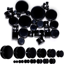 Load image into Gallery viewer, Natural Black Agate Stone Saddle Plug Set