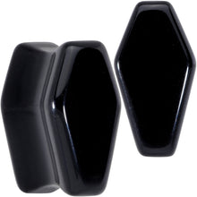 将图片加载到图库查看器,Black Obsidian Coffin Halloween Double Flare Plug Set