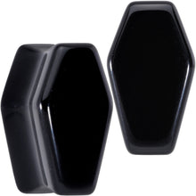将图片加载到图库查看器,Black Obsidian Coffin Halloween Double Flare Plug Set