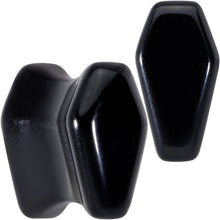 将图片加载到图库查看器,Black Obsidian Coffin Halloween Double Flare Plug Set