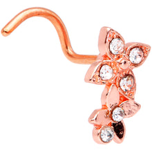 将图片加载到图库查看器,20G 1/4 Clear Gem Rose Gold Hue Butterfly Flower Nose Ring Screw