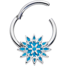 将图片加载到图库查看器,16G 3/8 Blue Winter Snowflake Christmas Hinged Segment Ring