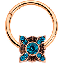 将图片加载到图库查看器,16G 3/8 Aqua Gem Rose Gold Tone Renaissance Hinged Segment Ring