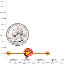 将图片加载到图库查看器,14G Gold Tone Turkey Thanksgiving Industrial Barbell 38mm