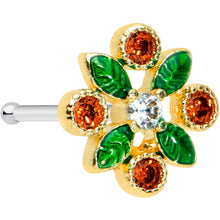 Load image into Gallery viewer, 20G 1/4 Clear Red Gem Golden Crest Christmas Nose Bone