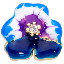Load image into Gallery viewer, 20G 1/4 Clear CZ Gem Blue Spring Flower Nose Bone