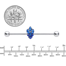 Load image into Gallery viewer, 14G Blue CZ Gem Fountain Industrial Barbell 38mm