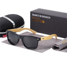 Load image into Gallery viewer, STEVVEX Bamboo Shades Dark Sunglasses Square Night Glasses Polarized Wood Handmade Eyewear For Women and Men With UV400 Protection