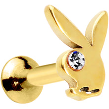 Load image into Gallery viewer, 16G 1/4 Licensed Playboy Clear CZ Gold Hue Internal Thread Labret