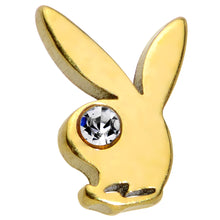 Load image into Gallery viewer, 16G 1/4 Licensed Playboy Clear CZ Gold Hue Internal Thread Labret