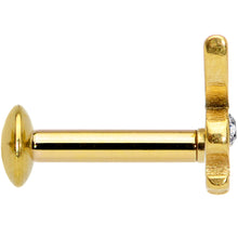 Load image into Gallery viewer, 16G 1/4 Licensed Playboy Clear CZ Gold Hue Internal Thread Labret