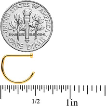 Load image into Gallery viewer, 18G 3/8 Gold Tone G23 Implant Grade Titanium D Shape Nose Hoop