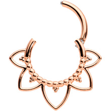 Load image into Gallery viewer, 16G 5/16 Rose Gold Tone Open Petal Flower Hinged Segment Ring