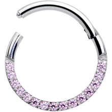 Load image into Gallery viewer, 16G 3/8 Pink Gem Paved Elegance Hinged Segment Ring