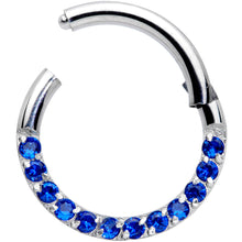 Load image into Gallery viewer, 16G 5/16 Deep Blue Gem Paved Elegance Hinged Segment Ring