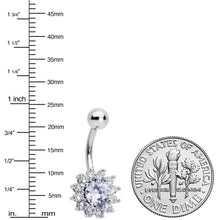 Load image into Gallery viewer, Clear Gem Rococo Flower Belly Ring