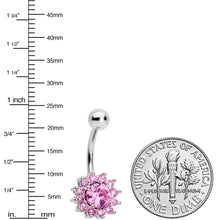 将图片加载到图库查看器,Pink Gem Rococo Flower Belly Ring